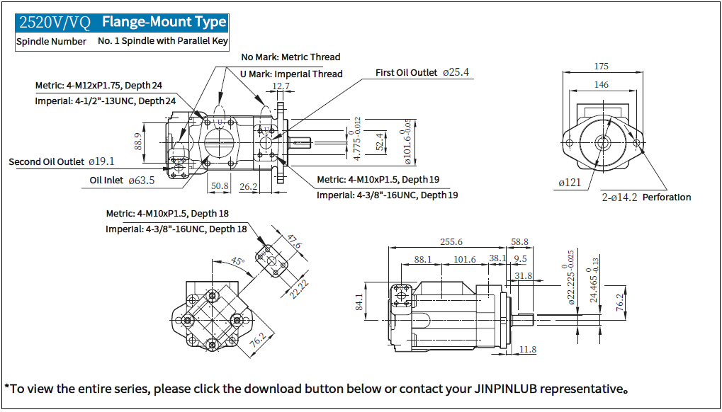 Vickers 2520V Double Vane Pumps Drawing