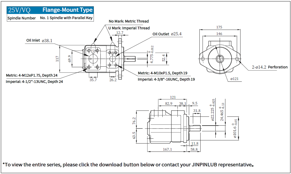 Vickers 25V Single Vane Pump Drawing