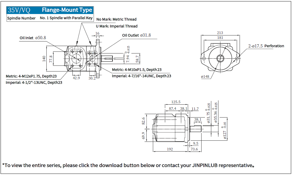 Vickers 35V Single Vane Pump Drawing